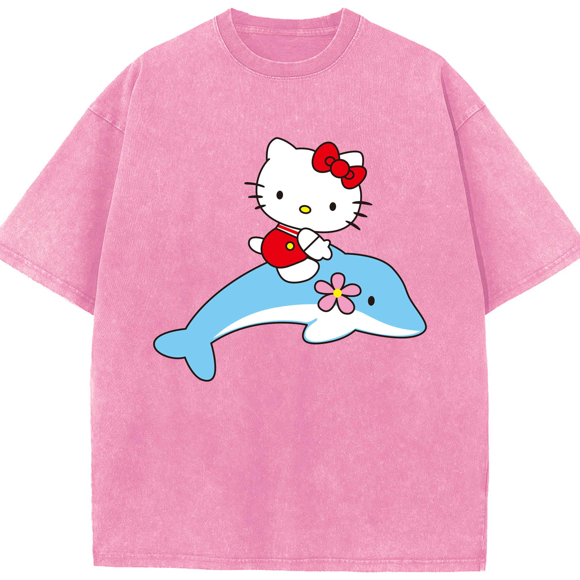 （画像用） Hello Kitty ハローキティ 綿100% ヴィンテージ風 半袖Tシャツ（フロントプリント）